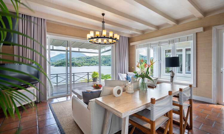  Living room with sea view in Lembeh Resort Cliffside Villa, Sulawesi