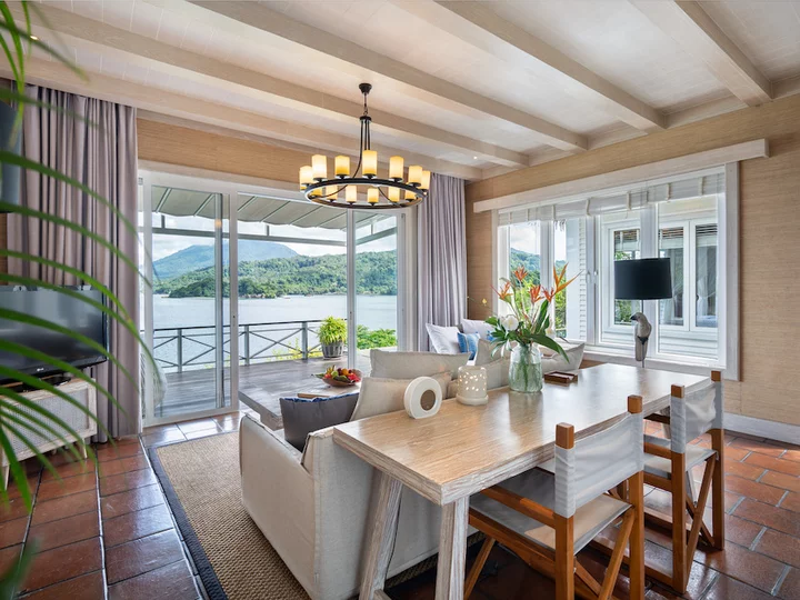 Living room with sea view in Lembeh Resort Cliffside Villa, Sulawesi