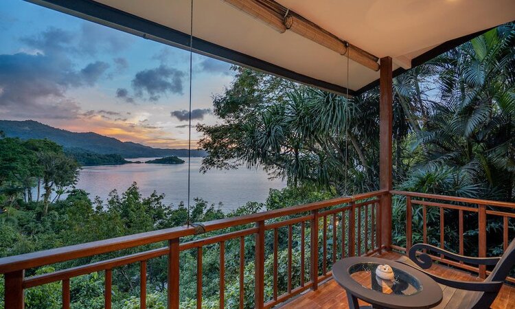  Sunset from Hillside Luxury Cottage Terrace at Sulawesi Lembeh Resort