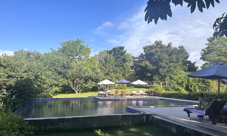 Pool area in Semawa Seaside Cottages, Indonesian island of Sumbawa