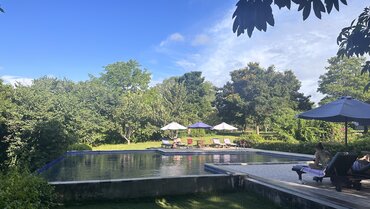 Pool area in Semawa Seaside Cottages, Indonesian island of Sumbawa
