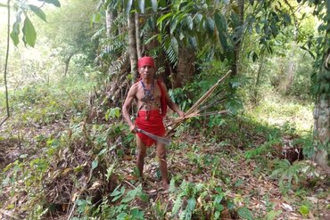 Moluccas, Seram island: Member of Alifuru tribe in jungle