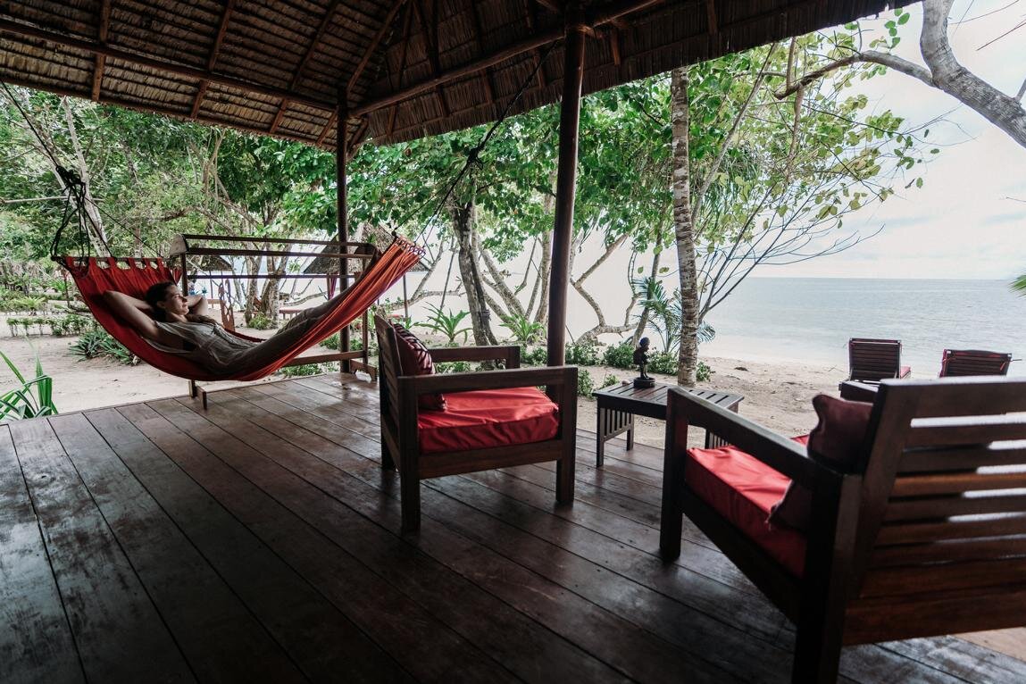 Indonesia, Raja Ampat Biodiversity Nature Resort: Relax Terrace with Oceanview