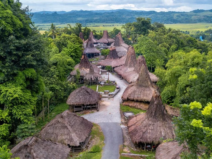 Lesser Sunda Islands, Sumba, Indonesia: Traditional village with typical high-roof houses