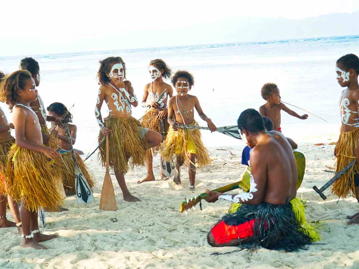 Raja Ampat, Yeben Island: Papuan kids dance