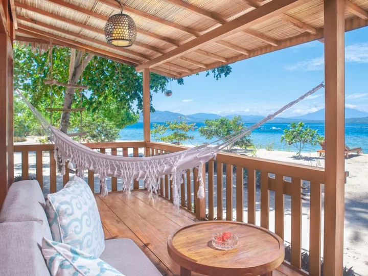 Kuda Laut Resort - Insel Siladen, Nord-Sulawesi: Ausblick von Beach Villa Terrasse