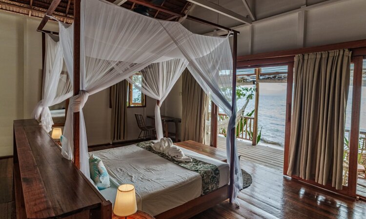 Sunset Villa Interior View: Reconnect Resort, Buka-Buka Island, Sulawesi
