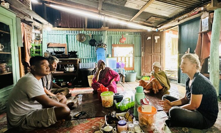 Breakfast with locals in mountain village, Sumbawa Island