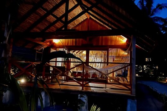 Moluccas, Morotai: Metita Beach & Dive Resort Bungalow at Night