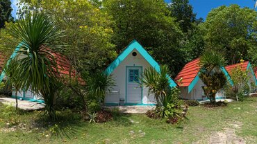 Indonesia, Sulawesi - Beach hut accommodation, Labengki island