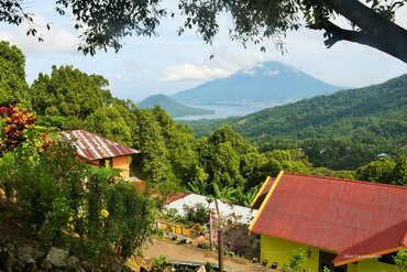 Moluccas: View over Tidore island to Ternate