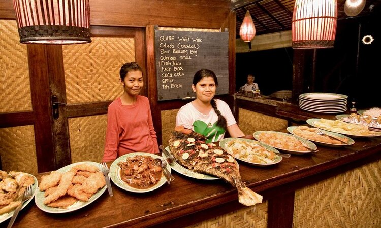 Buffet dinner at Selayar Dive Resort Restaurant, Sulawesi