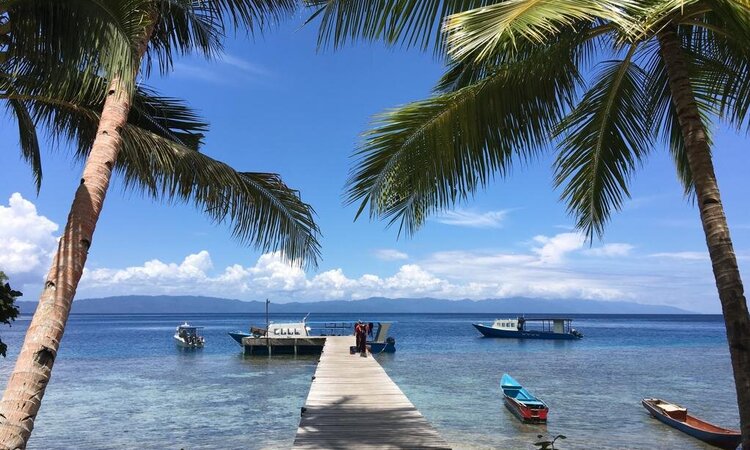Sali Bay Resort, Moluccas: Resort Jetty with Dive Boats