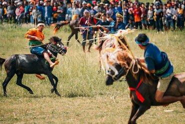 Indonesia, Little Sunda Island Sumba: Competition on horseback; the Pasola tradition