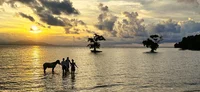 Insel Sumbawa, Indonesien: Szenischer Sonnenuntergang am Strand