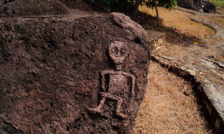 Century-old sarcophacus with carvings - Sumbawa, Lesser Sunda Islands