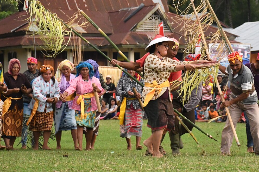 People dancing at a Festival on Halmahera Island