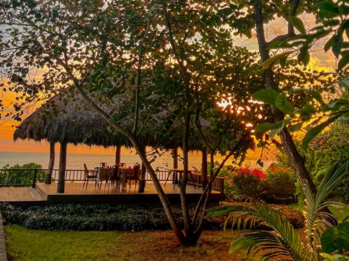 Sumba Island, Indonesia: Lelewatu Resort, resort garden at sunset