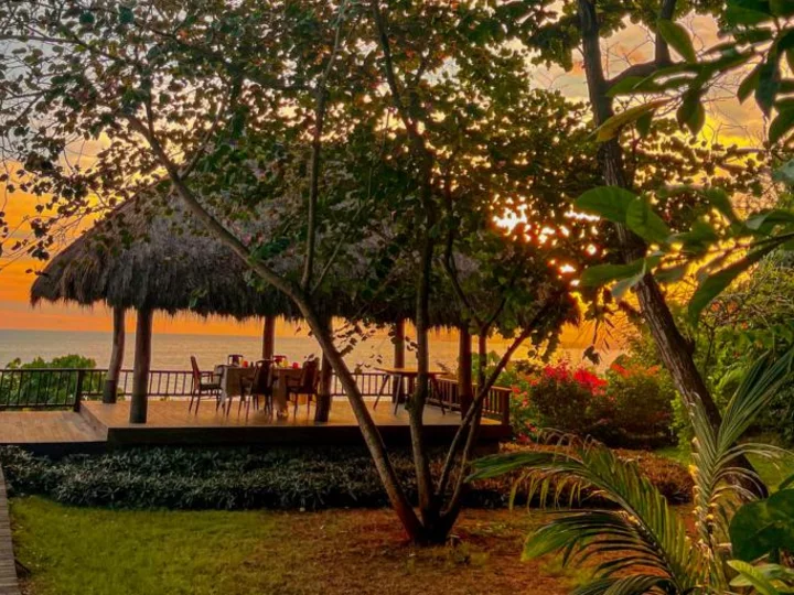 Sumba Island, Indonesia: Lelewatu Resort, resort garden at sunset