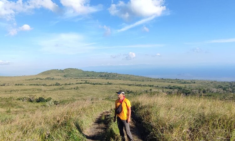 Savannah landscape on the way up to Tambora volcano, Indonesian island of Sumbawa
