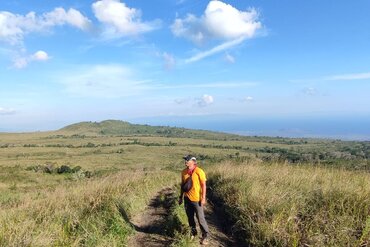 Savannah landscape on the way up to Tambora volcano, Indonesian island of Sumbawa
