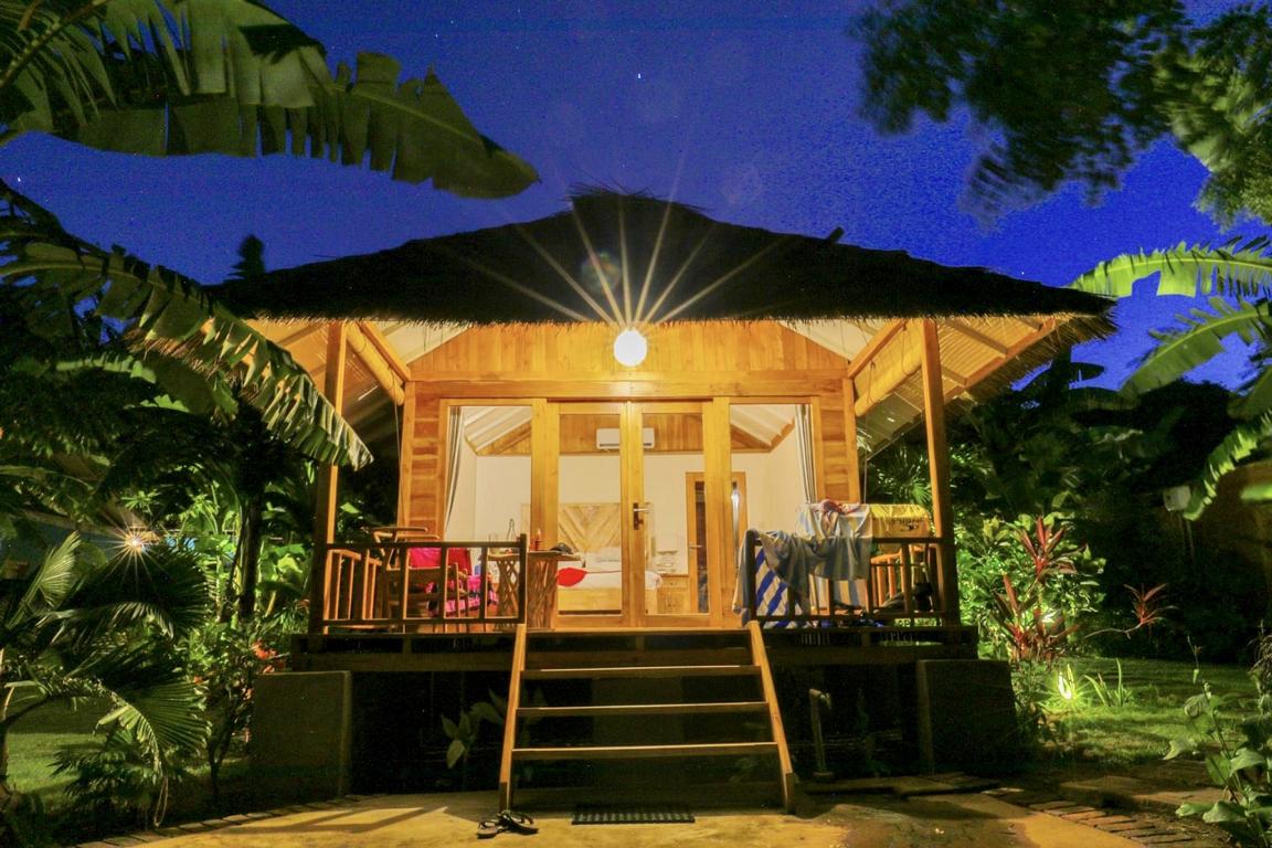 Indonesia, Sumbawa Island: Kalimaya Dive Resort Beach Bungalow at Night