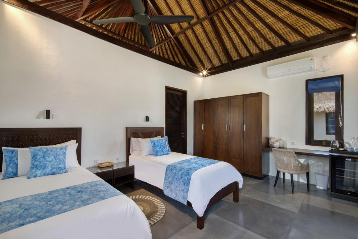 Indonesia, Sumbawa Island, Mocean Dive Resort: Garden View Bungalow with Twin Beds & 'Coffee Corner'