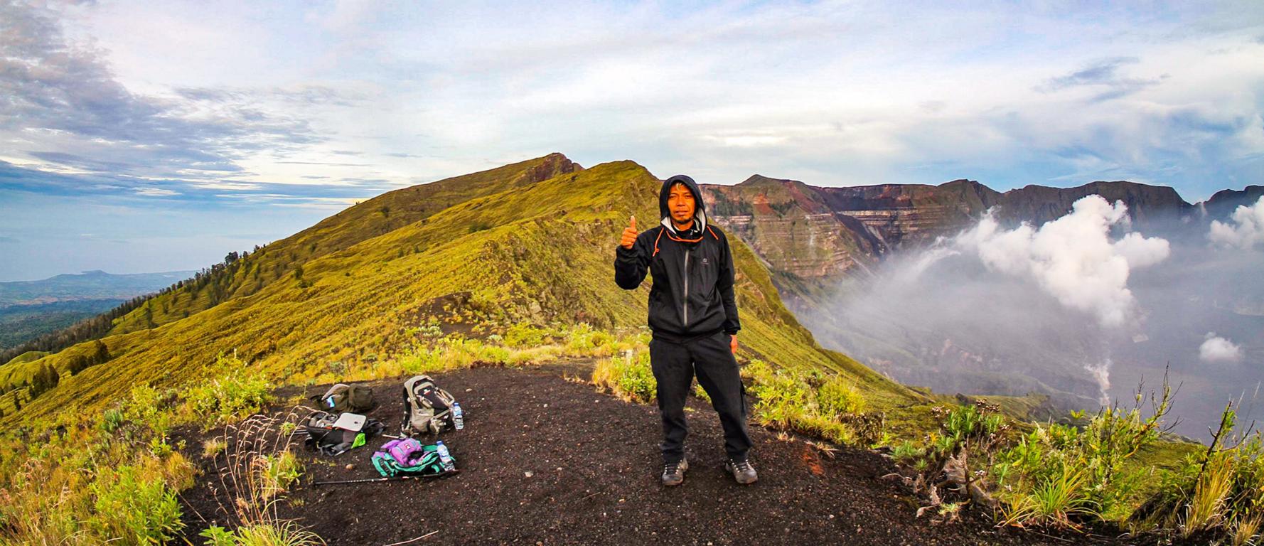  At summit of Tambora volcano, Sumbawa Island - Indonesia